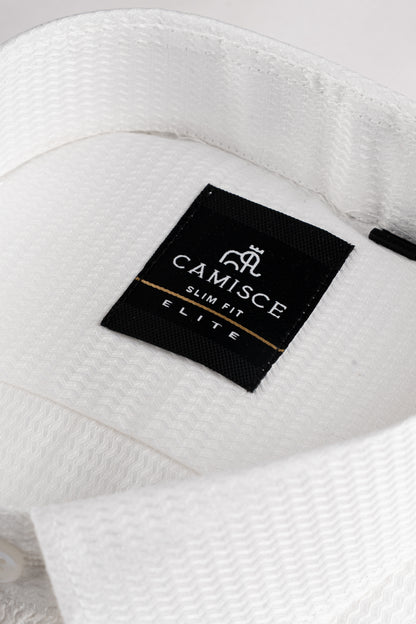 Men’s Premium White Dobby Texture Slim Fit Shirt