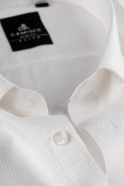 Men’s Premium White Dobby Texture Slim Fit Shirt