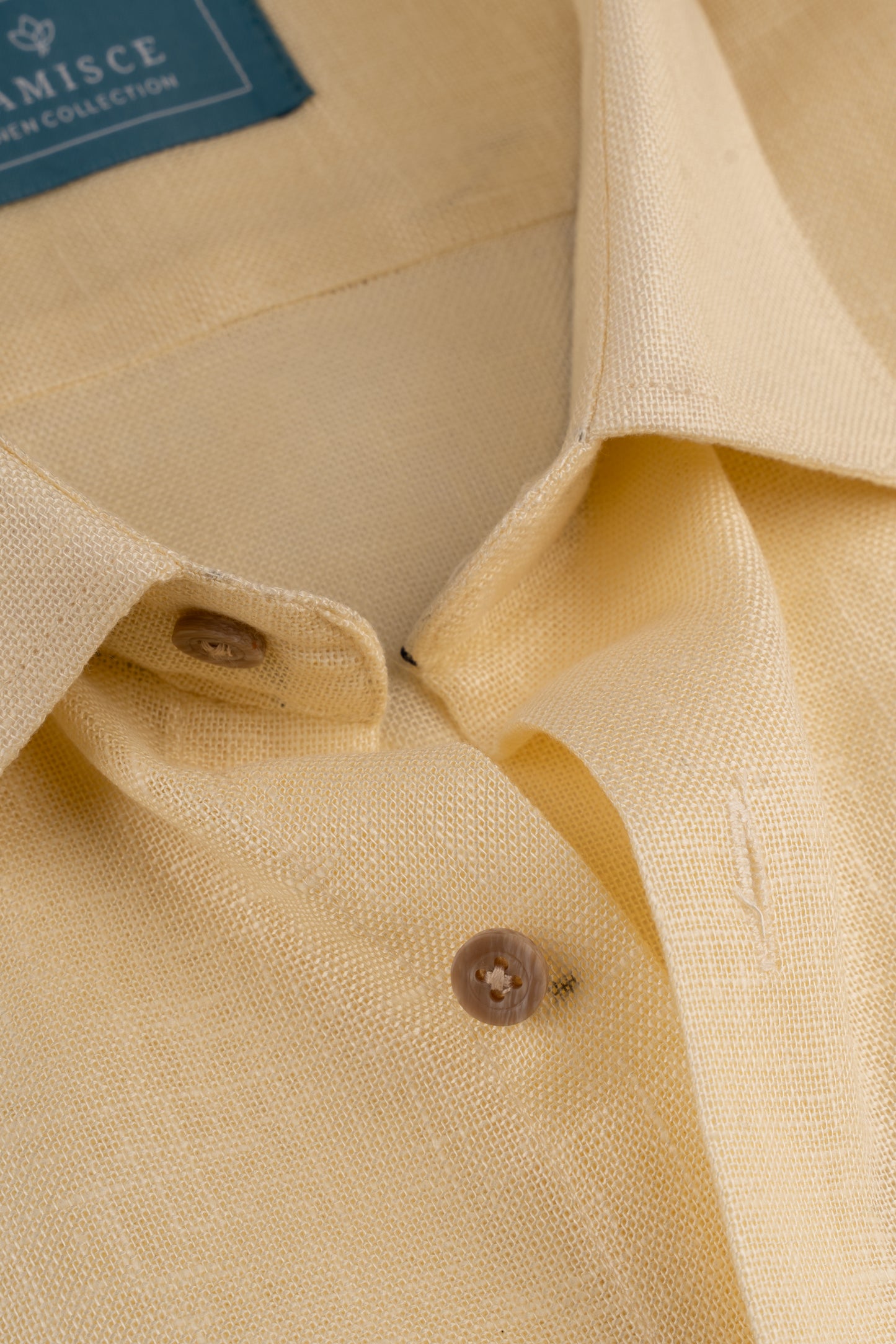 Men’s Fresh Yellow Linen Blend Slim Fit Shirt