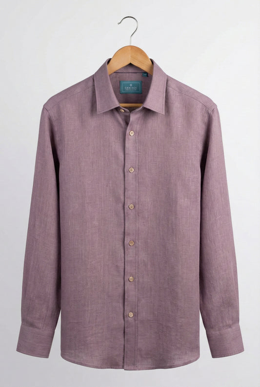 Men’s Sophisticated Lavender Linen Blend Slim Fit Shirt