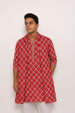 Men’s Pink Tie-and-Dye Rayon Kurta Set with Sequins & Mirror Work