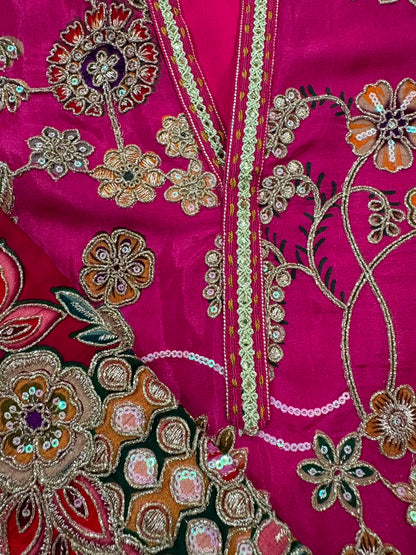 Pink Short Kurta Set with Position Print