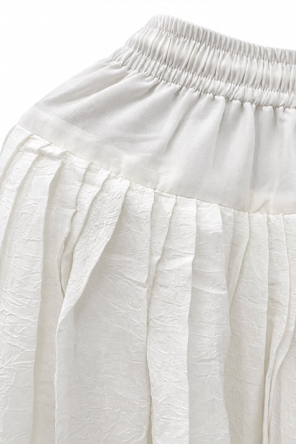 Off White Chiffon Crush Patiala Pant with Drawstring and Elastic Waist