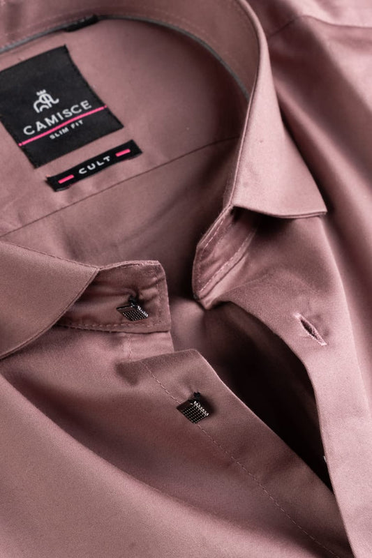 Men’s Dusty Rose Satin Slim Fit Shirt
