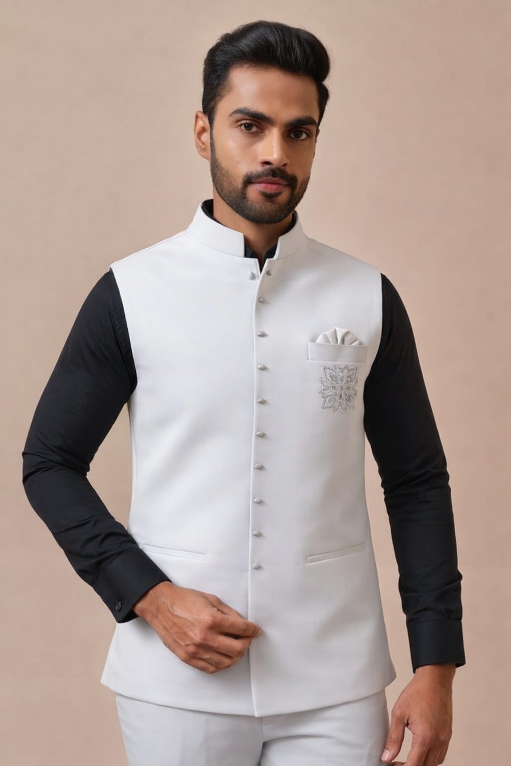 Japanese Lachhka Modi Jacket with Hotfix Flowers