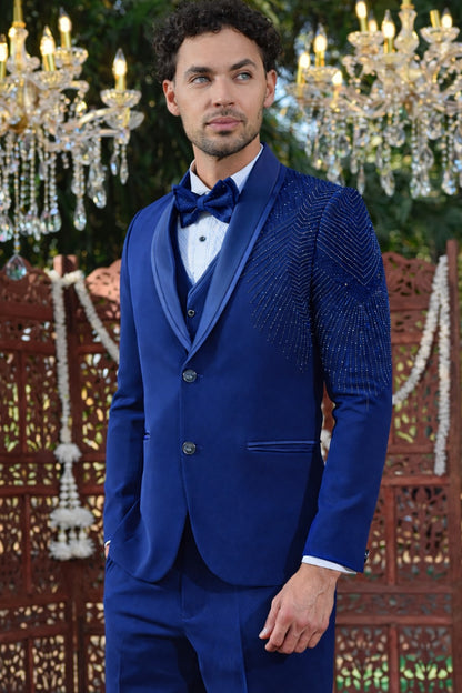 5-Piece TR Structural Tuxedo Suit with Shawl Lapel