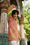 Men's Multicolour Natural Crepe Kurta Set with Golden Zari & Corded Embroidery