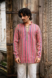 Men's Pink Natural Crepe Kurta Set with Golden Zari & Corded Embroidery