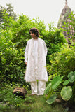 Men's White BSY Kurta Set with Sequins & Zari Embroidery