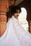 Men's White BSY Kurta Set with Sequins & Zari Embroidery