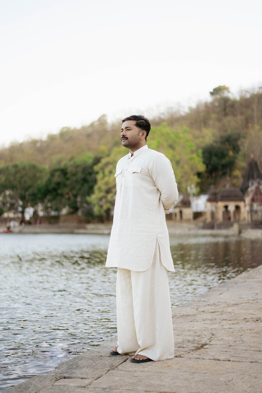 Classic Linen Blend Pathani Suit for Men