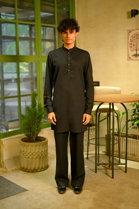 Men's Linen 5 Blend Short Kurta Set