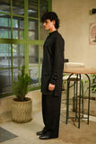 Black Linen Blend Short Kurta Set