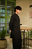 Black Linen Blend Short Kurta Set