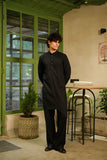 Black Linen Blend Short Kurta Set
