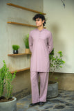 Lavender Linen Blend Short Kurta Set