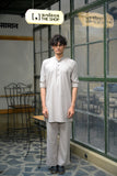 Grey Linen Blend Short Kurta Set