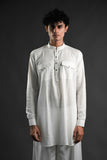 White Linen Blend Pathani Kurta Set with Stylish Flared Pants