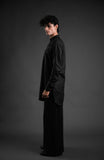 Classic Black Linen Blend Pathani Suit with Flared Pants