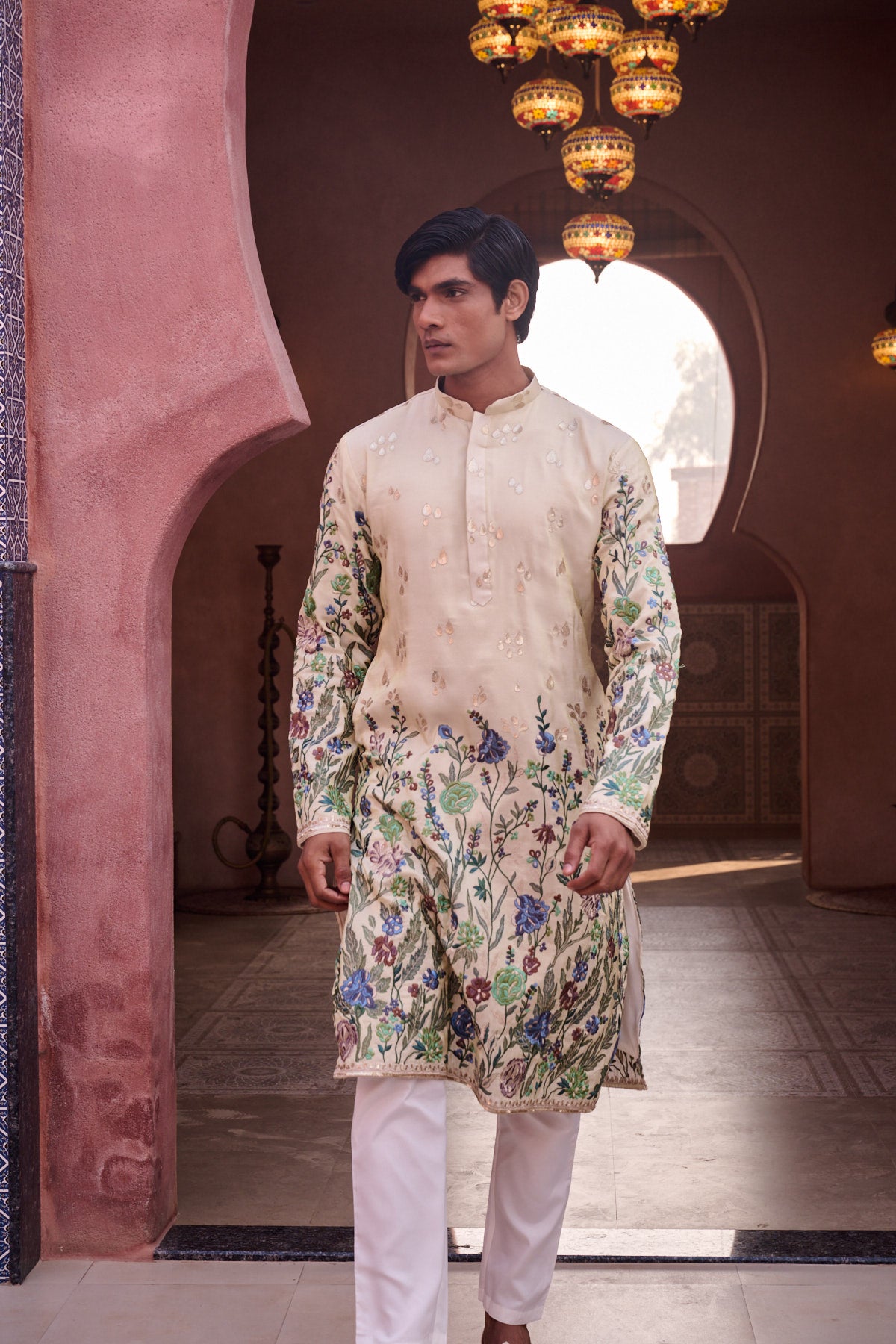 Cream Festive Kurta set