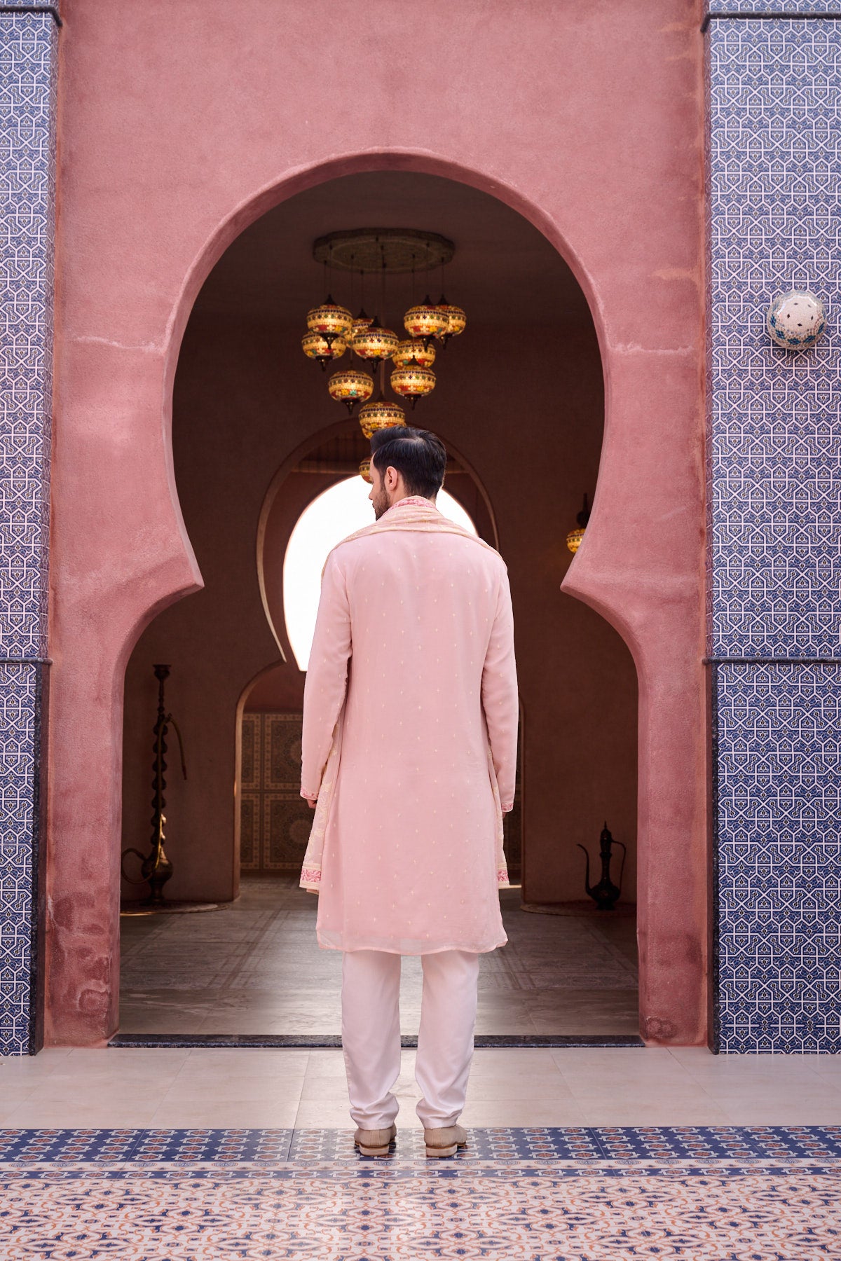 Pastel Pink Festive Kurta Set Dupatta
