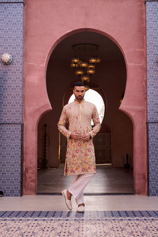 Beige Festive Kurta Set