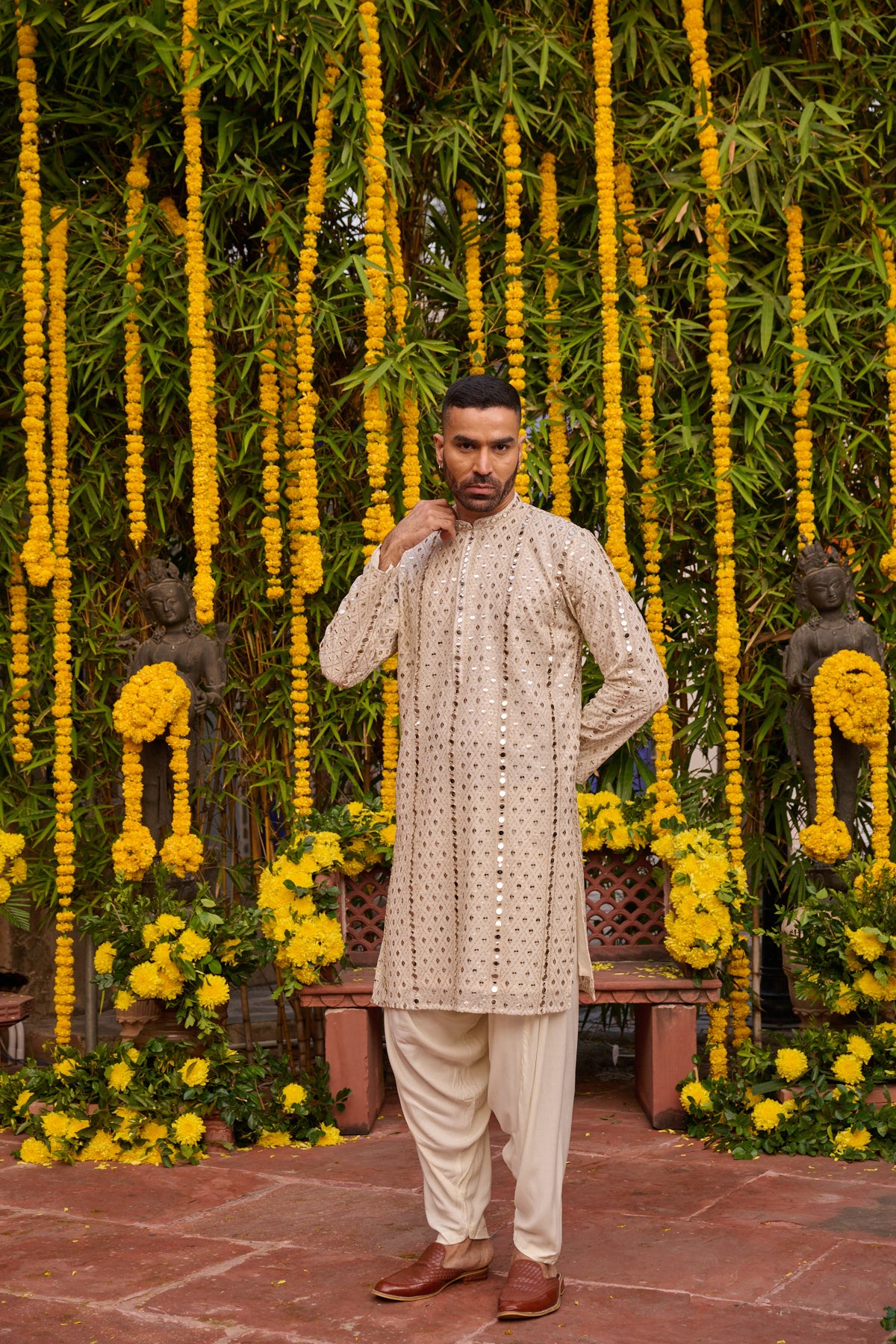 Off White Festive Kurta set