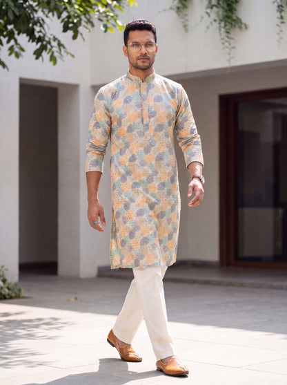 Multicolour Rayon Straight Cut Long Kurta Set with Sequin Work