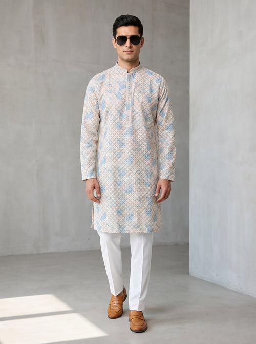 Multicolour Rayon Straight Cut Long Kurta Set with Sequin Work
