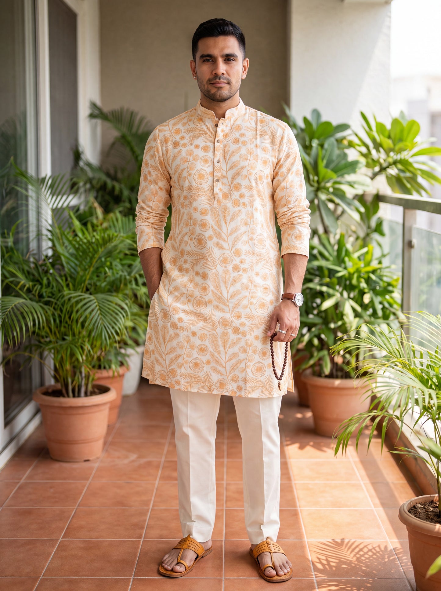 Multicolour Cotton Straight Cut Long Kurta Set with Printed Design