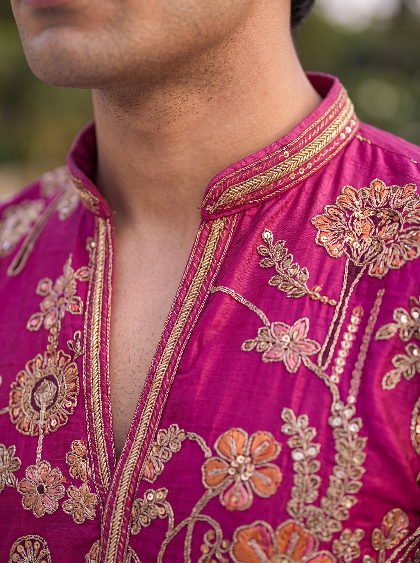 Pink Short Kurta Set with Position Print