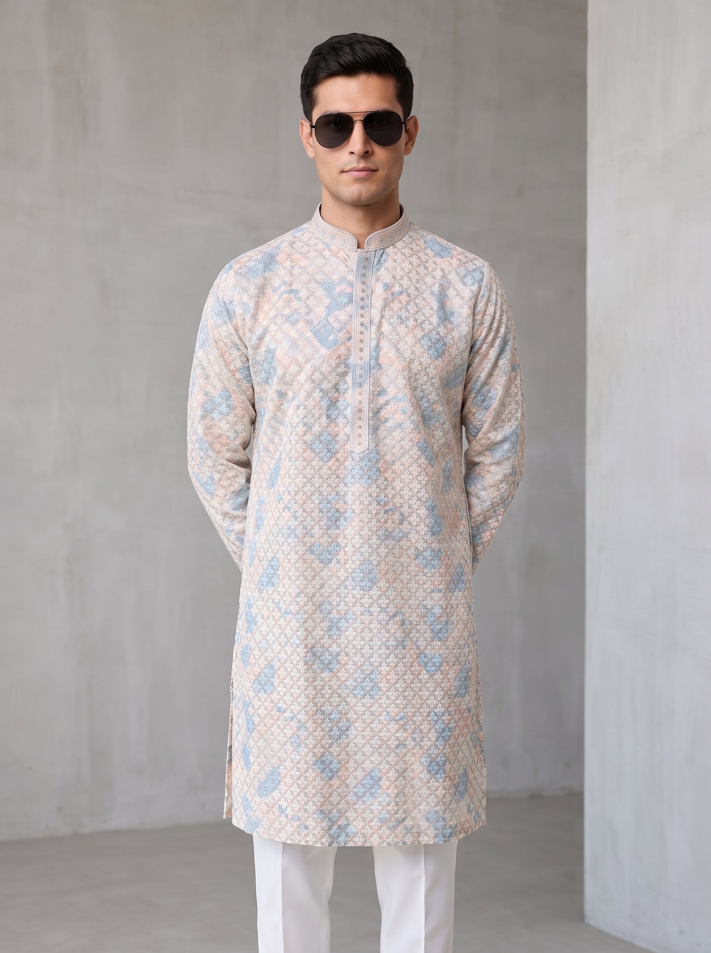 Multicolour Rayon Straight Cut Long Kurta Set with Sequin Work