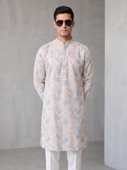 Multicolour Rayon Straight Cut Long Kurta Set with Sequin Work