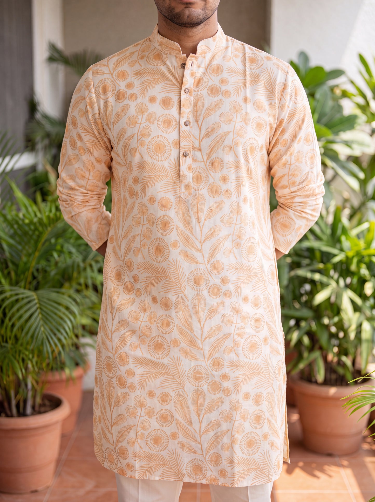 Multicolour Cotton Straight Cut Long Kurta Set with Printed Design