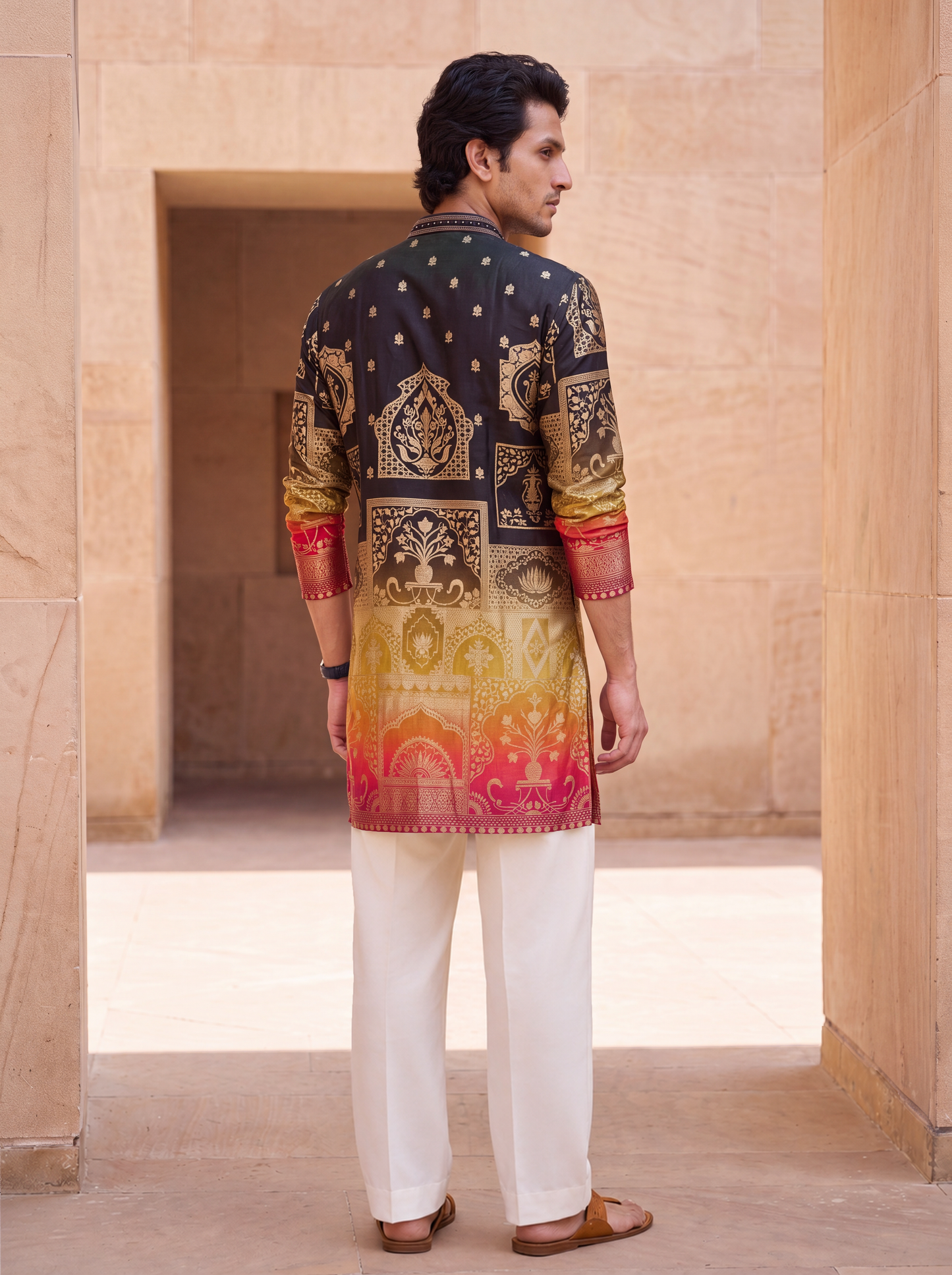 Multicolour Position Print Kurta Set