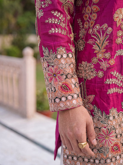 Pink Short Kurta Set with Position Print