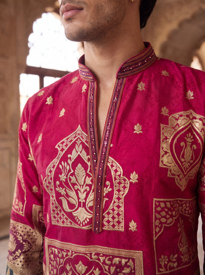 Multicolour Position Print Kurta Set