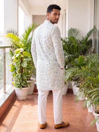 Multicolour Cotton Straight Cut Long Kurta Set with Printed Design