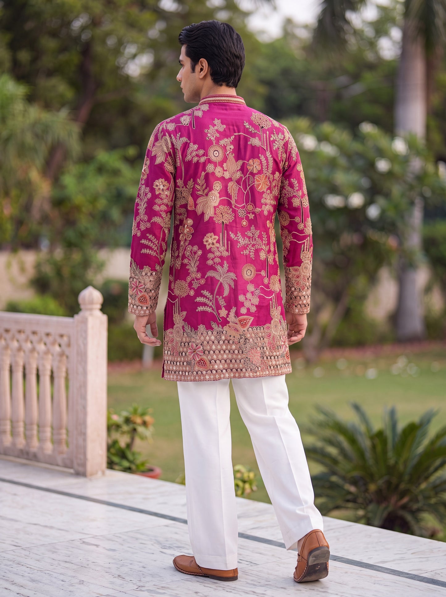 Pink Short Kurta Set with Position Print