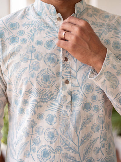 Multicolour Cotton Straight Cut Long Kurta Set with Printed Design