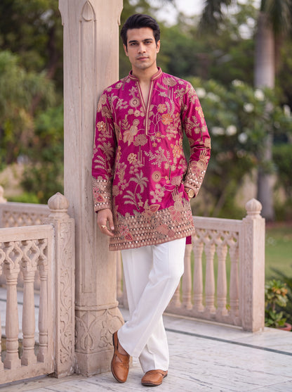 Pink Short Kurta Set with Position Print