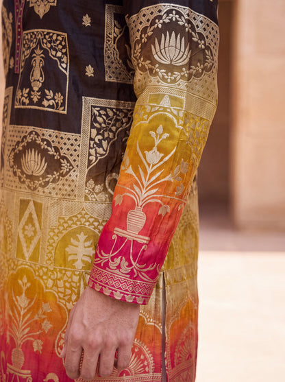 Multicolour Short Kurta Set with Position Print