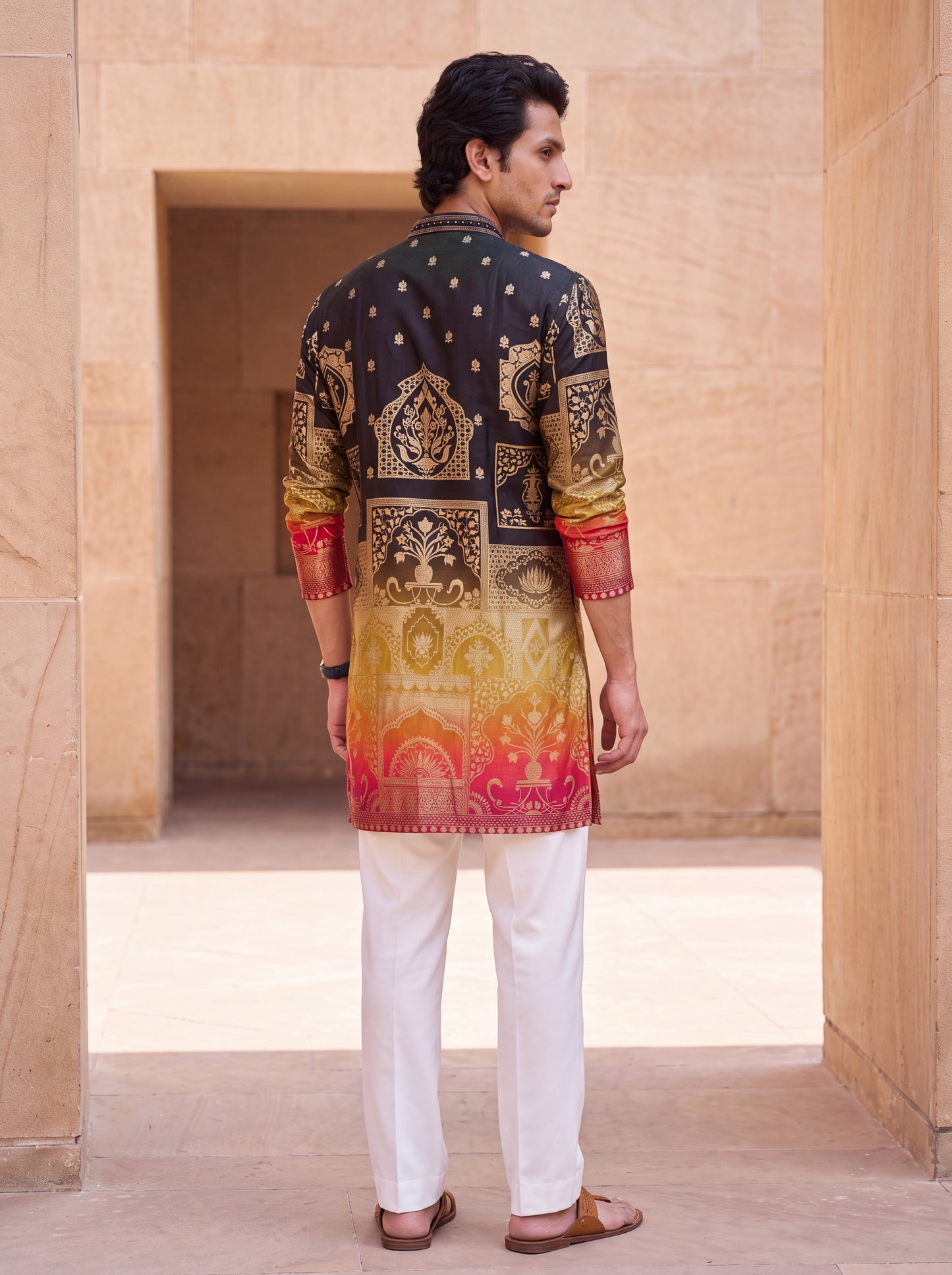 Multicolour Short Kurta Set with Position Print