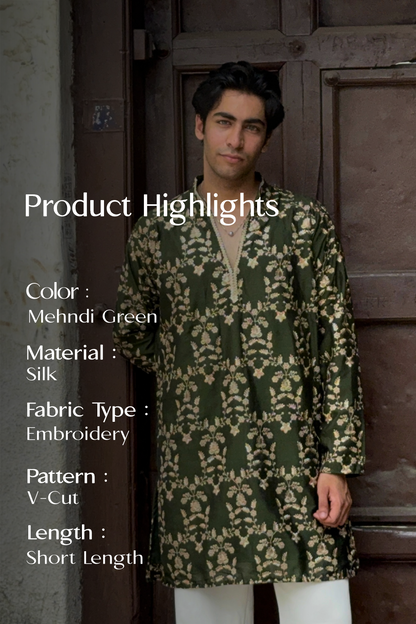 Rust Maroon Silk Base Short Kurta Set with Jari Embroidery