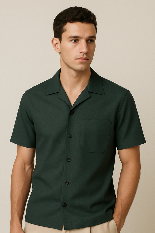 Regular Fit Bottle Green Shirt
