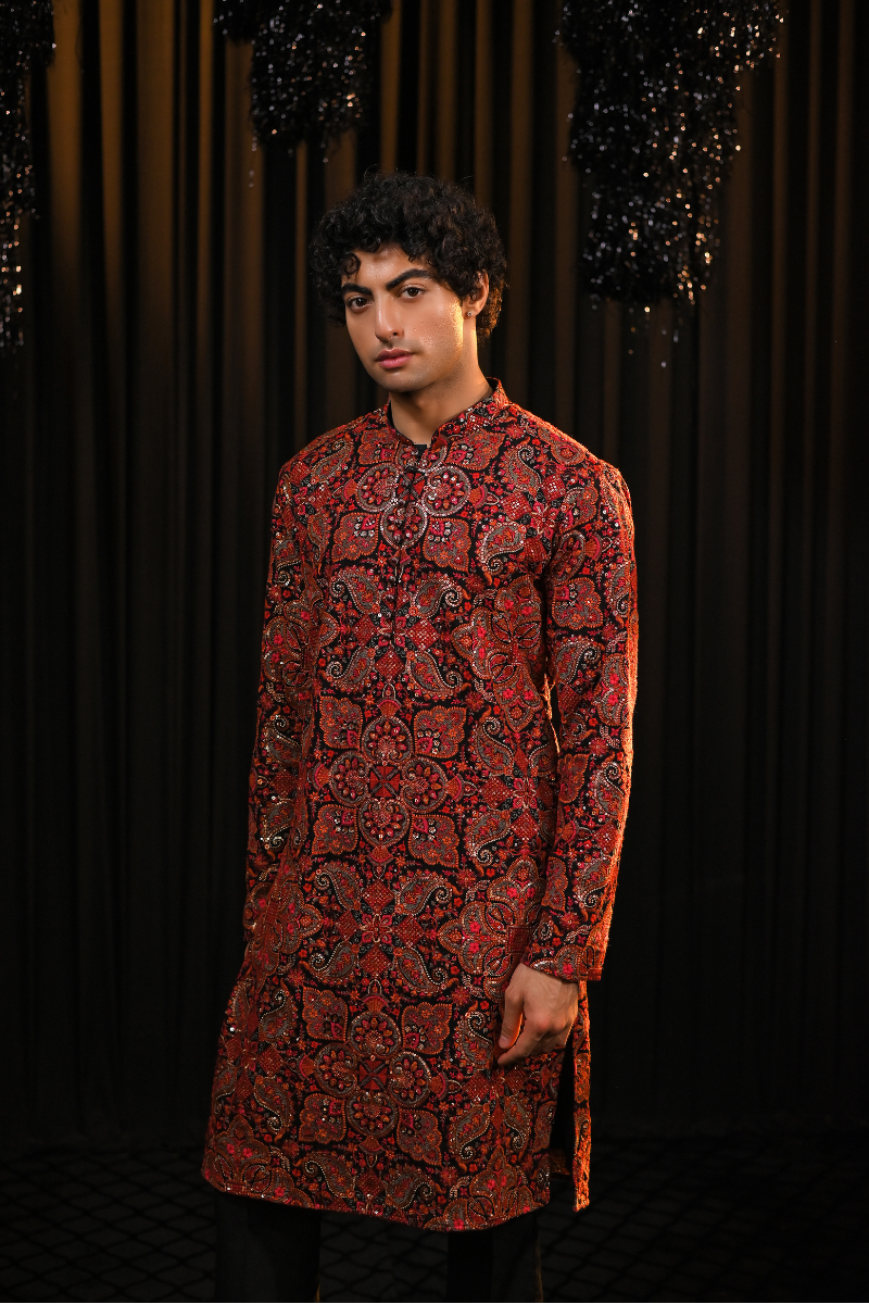 Multicolour Threadwork Embroidery kurta Set