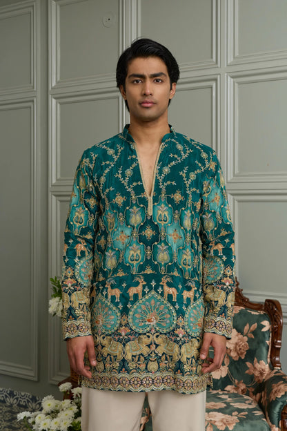 Pale Rose Natural Crepe Kurta-Bottom Set with Position Print & Cording